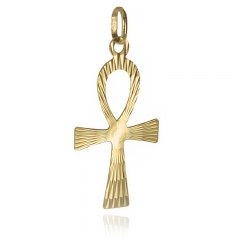 Złoty krzyż egipski diamentowana zawieszka próby 585